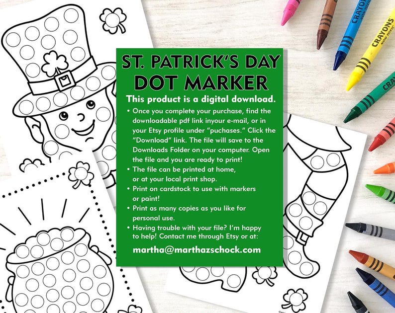 St Patricks Day Dot Marker Coloring Pages: Fine Motor Skills (digital ...