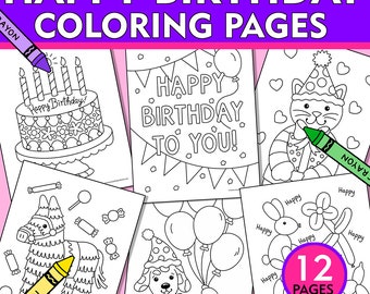 Birthday Coloring Pages, Happy Birthday Coloring Pages, Birthday Coloring Sheets, Birthday Party Activity, Birthday Party Favor