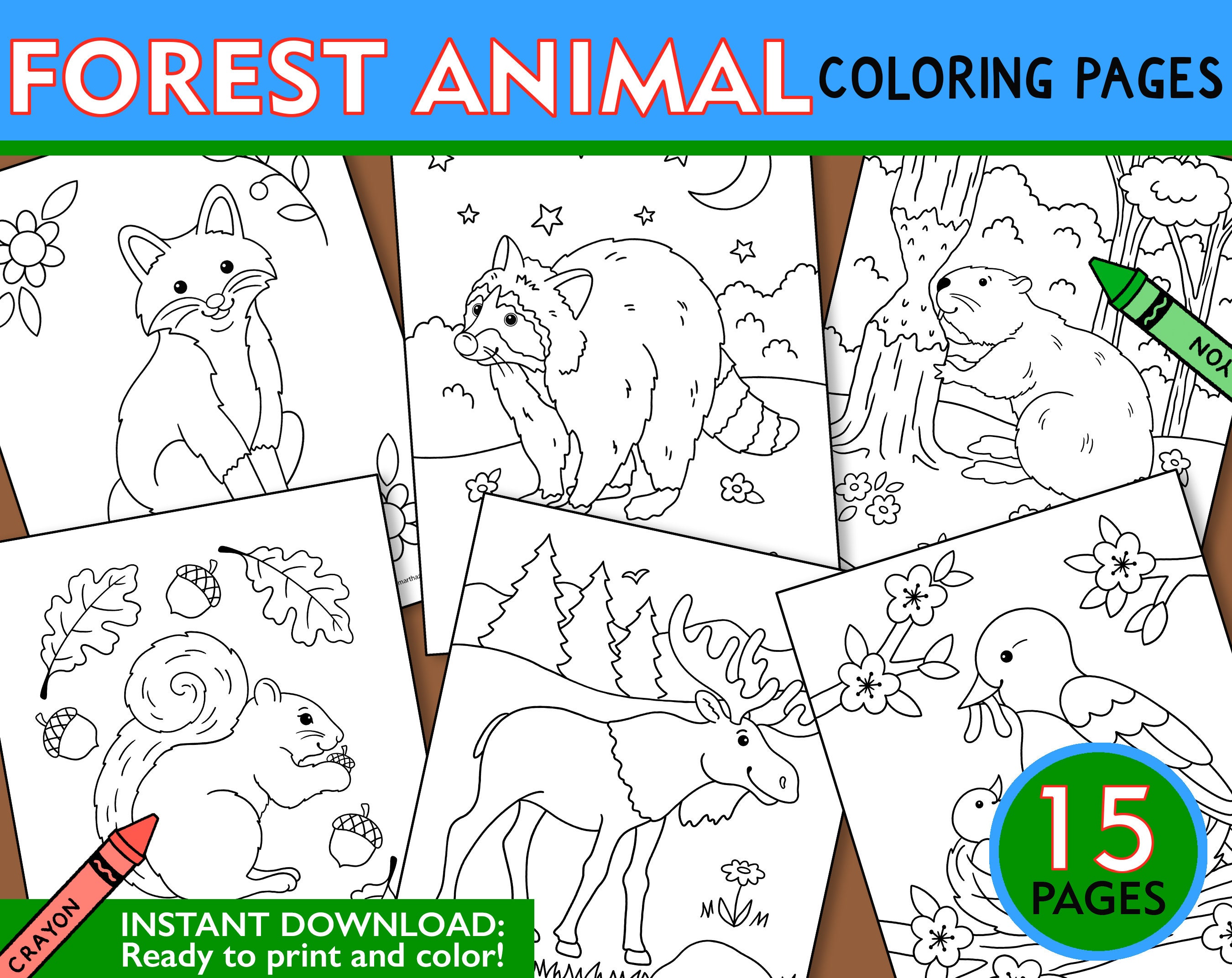 Forest Animal Coloring Pages, Forest Friends Coloring Pages, Forest ...