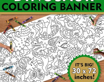 Giant Dinosaur Coloring Poster: Jurassic Party Table Cover (30”x72”)