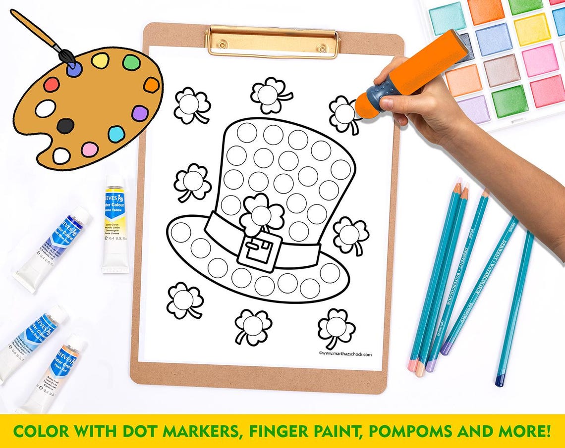 St Patricks Day Dot Marker Coloring Pages: Fine Motor Skills (digital ...