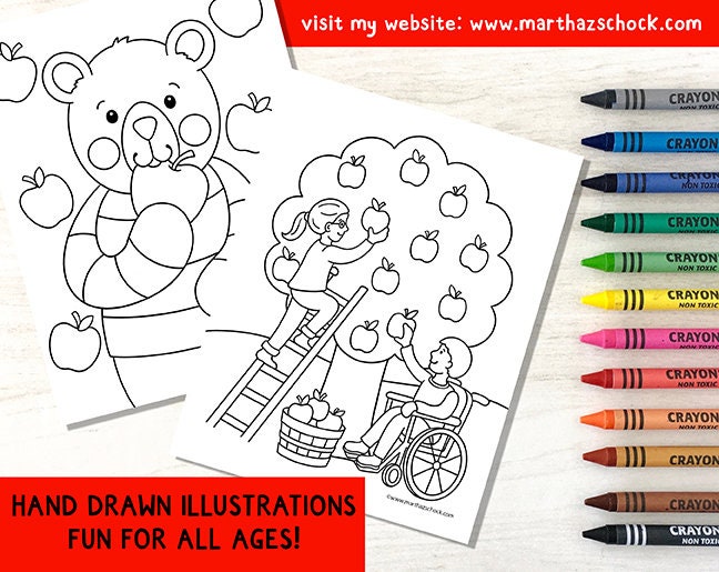 Apple Coloring Pages, Apple Coloring Sheets, Fall Apple Activity, Fall ...