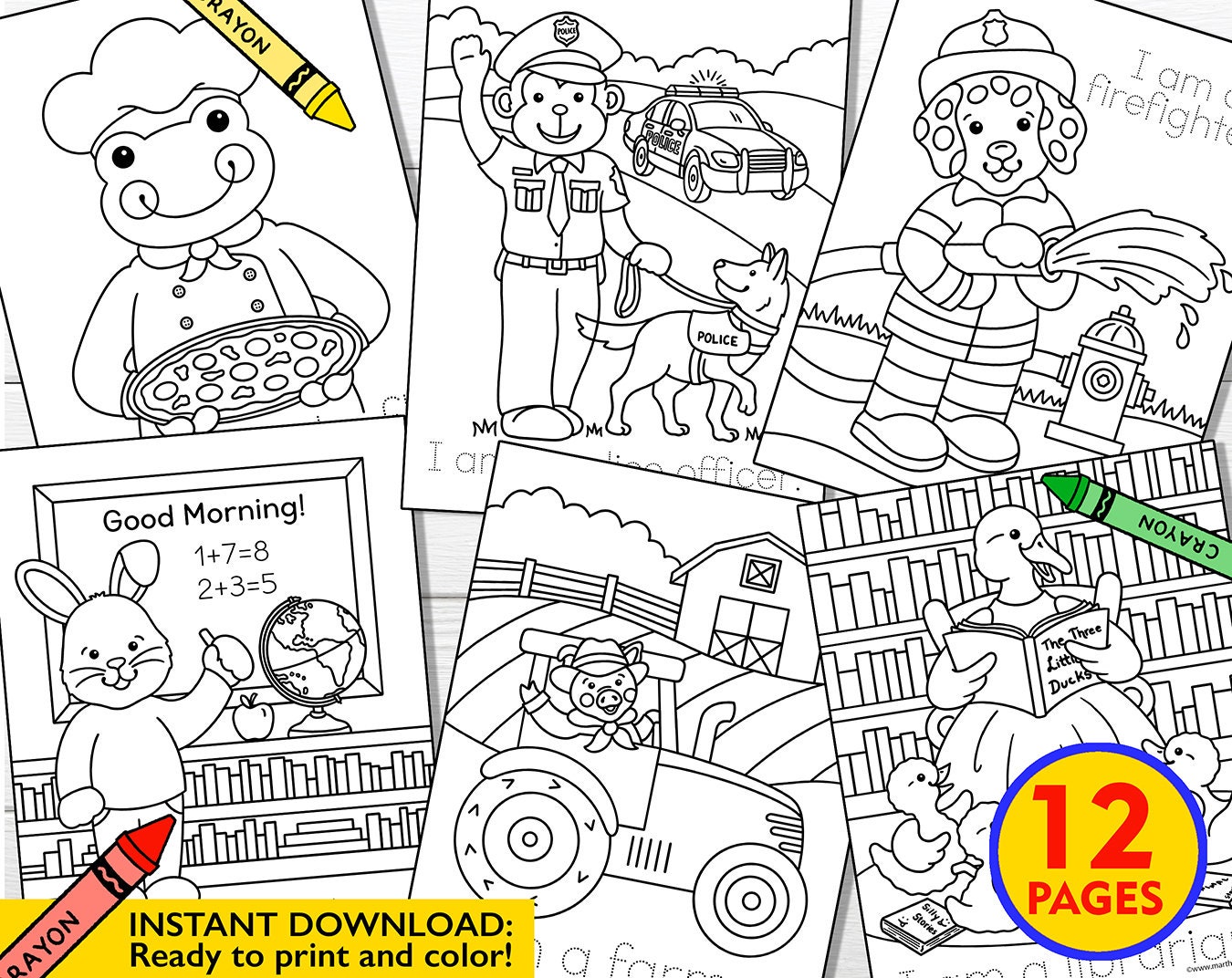 Community Feeding Program Coloring Community Helpers Coloring Pages: Kids Activity (PDF Download) - Etsy