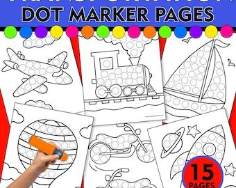 Transportation Dot Marker Coloring Pages: Fine Motor Skills Activity (PDF Download)