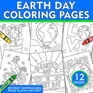 Earth Day Coloring Pages, Kids Earth Day Coloring Sheets, Earth Day Celebration Activity, Earth Day Coloring Sheets, Printable Coloring Book