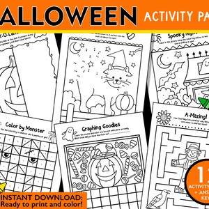 Halloween Activity Pages: Math, Mazes, Dot-to-Dot (Printable) image 3