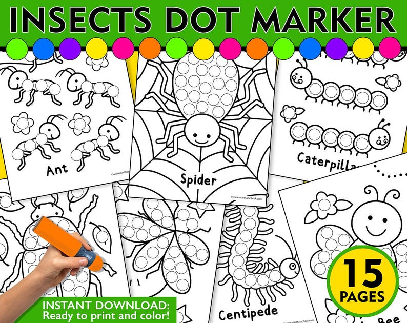 Insect Dot Marker Activity: Fine Motor Skills, Preschool Printable (PDF ...