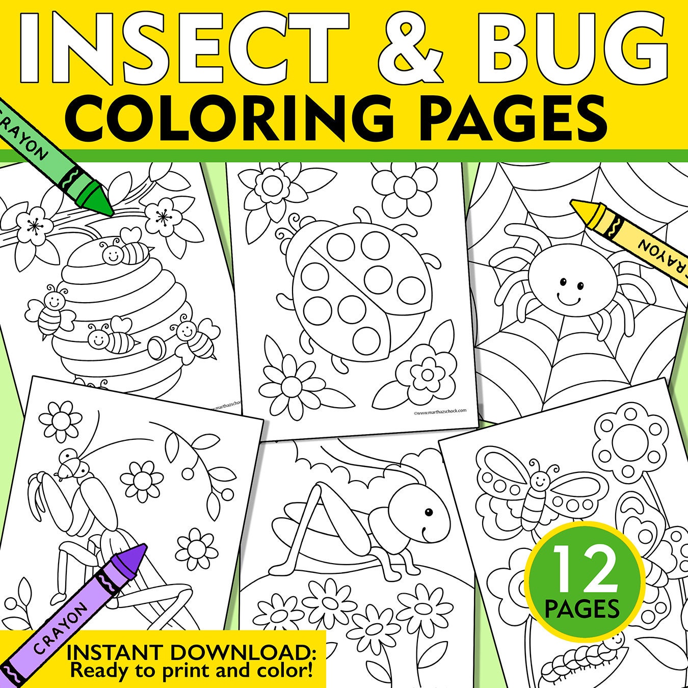 Hello Bugs & Insects Sticker Coloring Book 500 Stickers 12 Scenes Side by  Side Activity Book Design Fun Sticker Books for Kids 2-4 