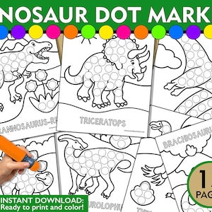 Dinosaur Dot Marker Printable, Dinosaur Do a Dot, Dinosaur Coloring ...