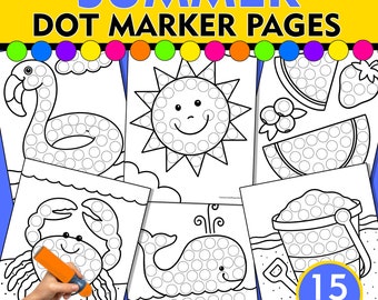 Summer Dot Marker Coloring Pages: Fine Motor Activity (PDF)