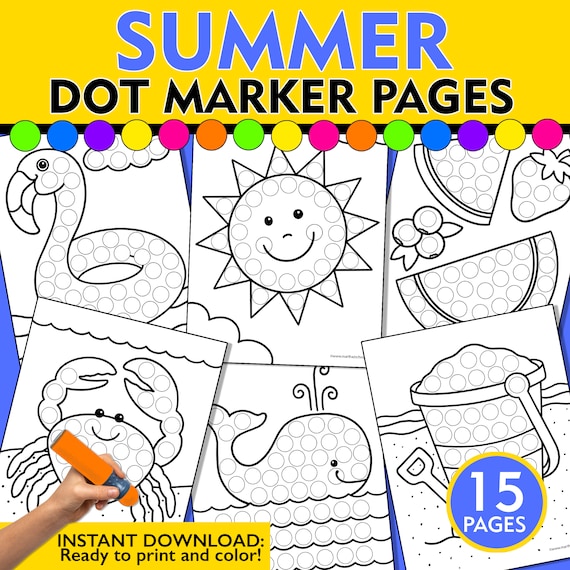 Summer Dot Marker Coloring Pages: Fine Motor Activity (PDF)