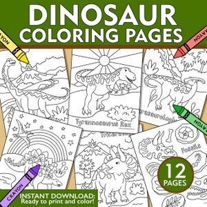 Dinosaur Coloring Pages Digital Download, Dinosaur Printable Coloring Sheets, Kids Dinosaur Coloring Pages, Dinosaur Printable for Kids
