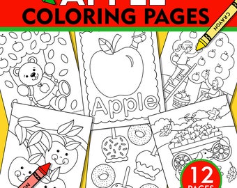Apple Malseiten: Herbstaktivität, Kinder zum Ausdrucken (PDF-Download)