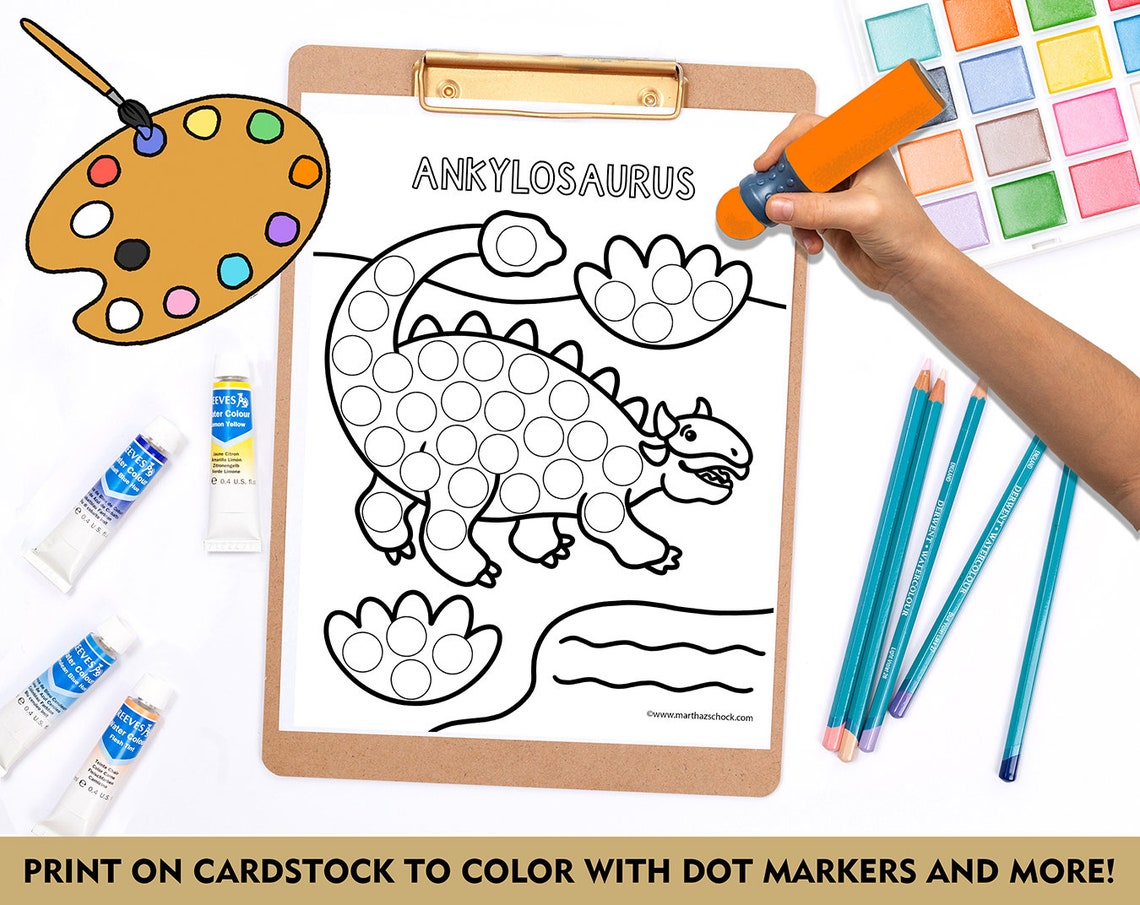 Dinosaur Dot Marker Printable, Dinosaur Do a Dot, Dinosaur Coloring ...