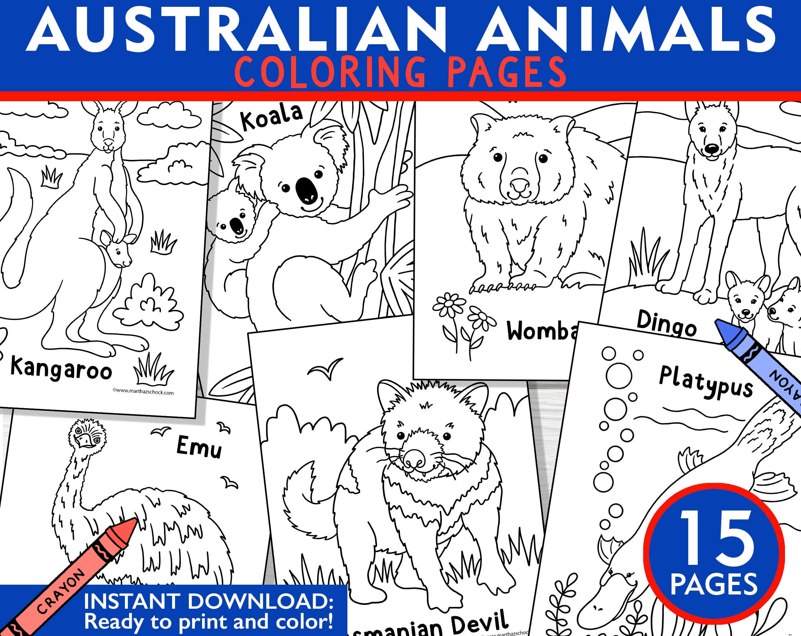 Australian Animals Coloring Pages