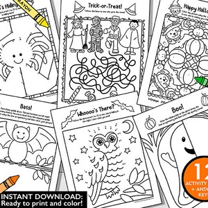 Halloween Activity Pages: Math, Mazes, Dot-to-Dot (Printable) image 2
