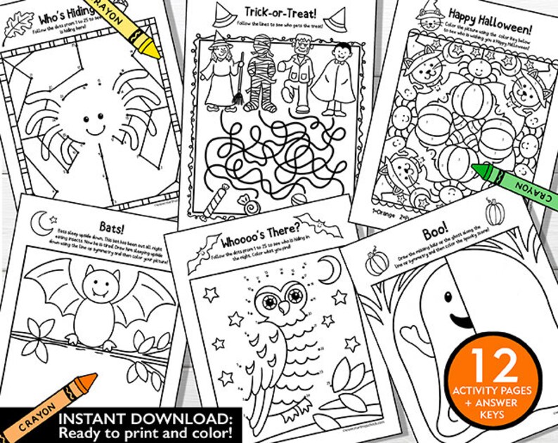 Halloween Activity Pages: Math, Mazes, Dot-to-Dot (Printable) image 2