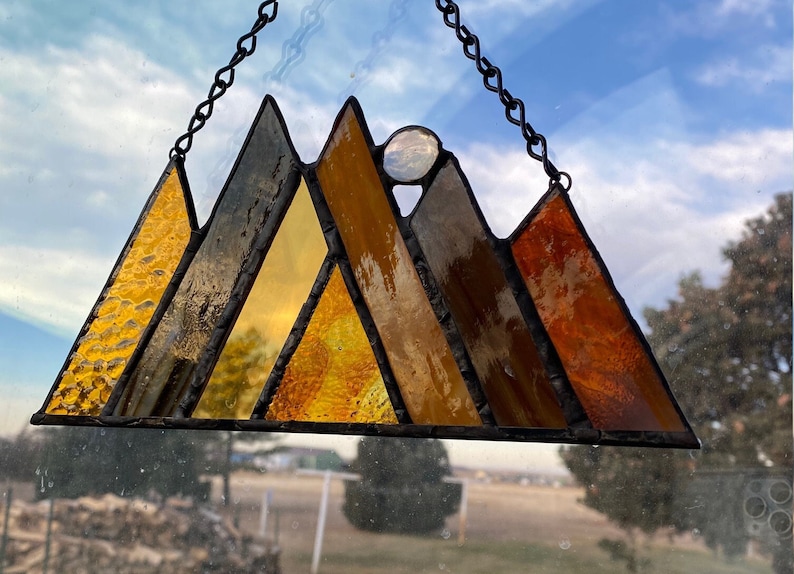 Suncatcher Mountain Suncatcher Stained Glass Etsy