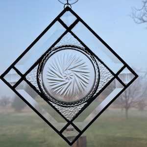 suncatcher  Stained Glass  Vintage Glass Gift Vintage Glass