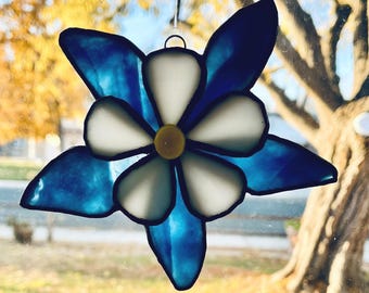 Colorado Columbine stained glass suncatcher