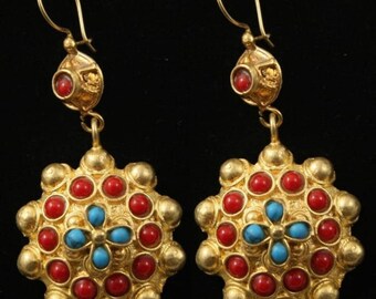 Ottoman design,art jewelery byzantine model Authentic,gifts Turkish jewelery artisan,style handmade earrigns Antique bronze earrigns