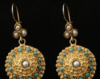 Ottoman design,art jewelery byzantine model Authentic,gifts Turkish jewelery artisan,style handmade earrigns Antique bronze earrigns