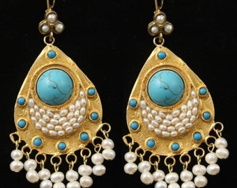 Ottoman design,art jewelery byzantine model Authentic,gifts Turkish jewelery artisan,style handmade earrigns Antique bronze earrigns
