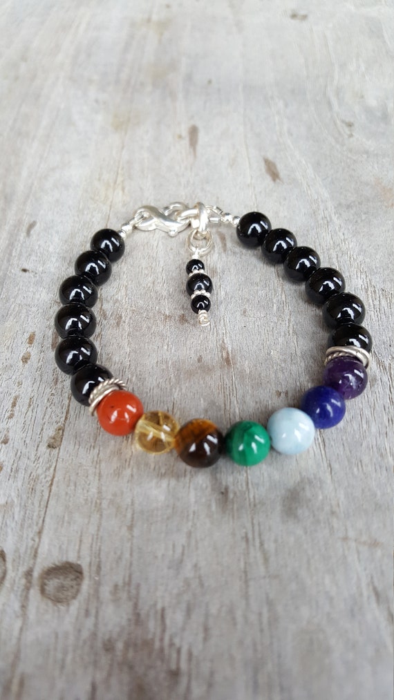 8 mm Black Tourmaline Chakra Gemstone (Protective) Bracelet