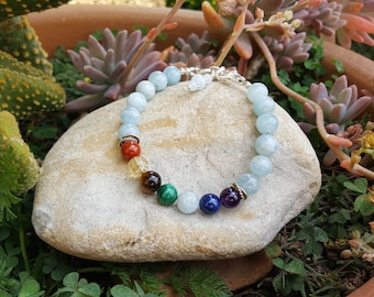 8 mm Aquamarine Chakra Gemstone (Communication) Bracelet