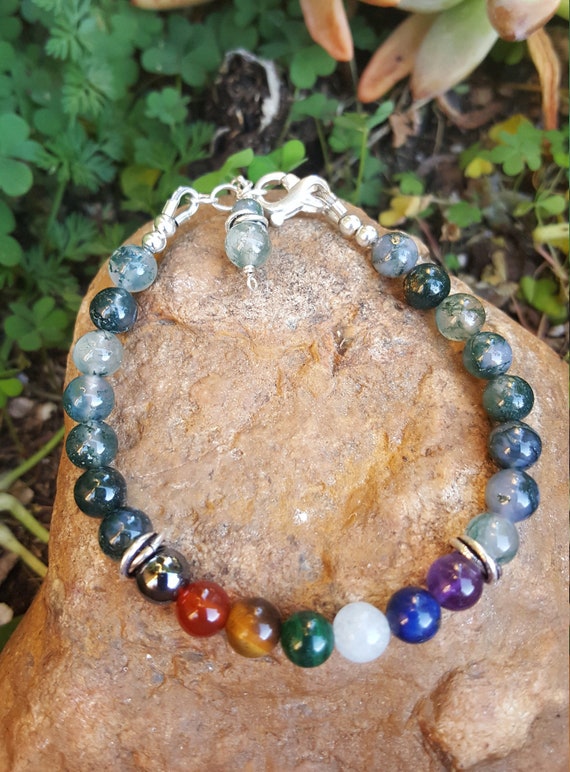 6 mm Moss Agate Chakra Gemstone (Healing) Bracelet