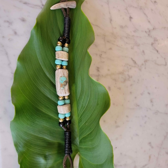 Antler Bracelet with Turquoise Inlay