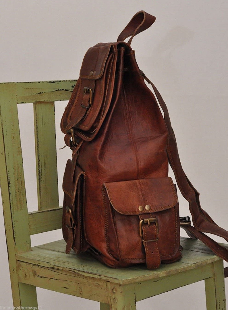 Vintage Leather Backpack Brown Leather Mexican Backpack Etsy