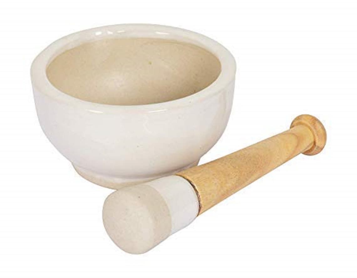 D363 Ayurvedic Medicine Crusher Bowl Ceramic Porcelain Masher Etsy