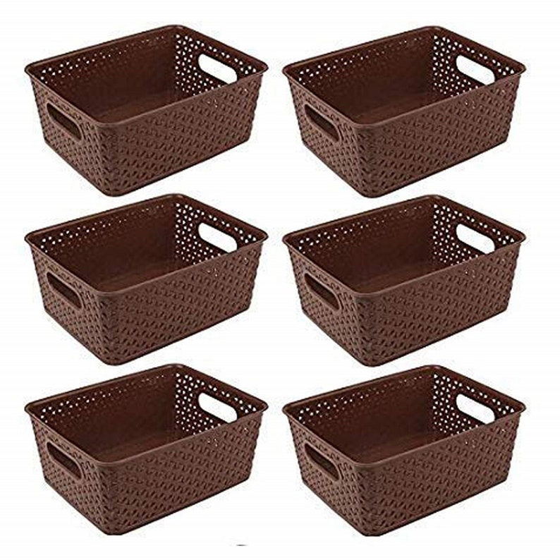 Set of 6 for Multipurpose UseFruit /& Vegetable BasketStorage BasketMakeup OrganiserOffice Stationary StorageBins D263 Brown Basket