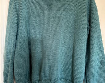 Women’s Handknit Turquoise Pullover Sweater