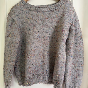 Hand Knit Grey Tweed Women&#39;s Pullover Sweater