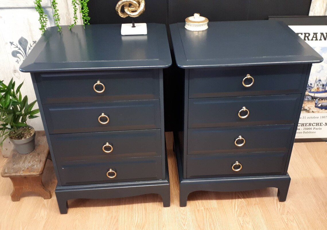 Two navy Stag 4 drawer chest of drawers Free Delivery Etsy