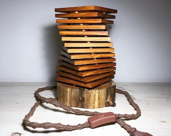 Square spiral wood night lamp