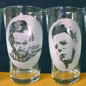 Set of 4 Horror Movie Beer Glasses.