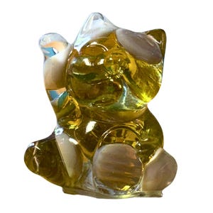 Maneki Neko Lucky Cat Fortune cat Resin hand-made with Golden crystals