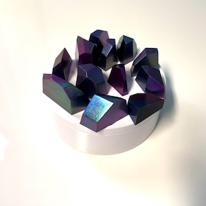 12 Color-Shifting Resin Gems - Set of 12, Home Décor Accents, Handmade Collectibles, Not a Toy