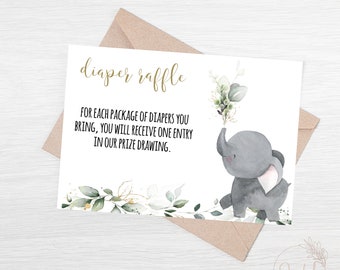 Baby Shower, Elephant baby Shower Diaper Raffle Template, Diaper Raffle Template, Baby