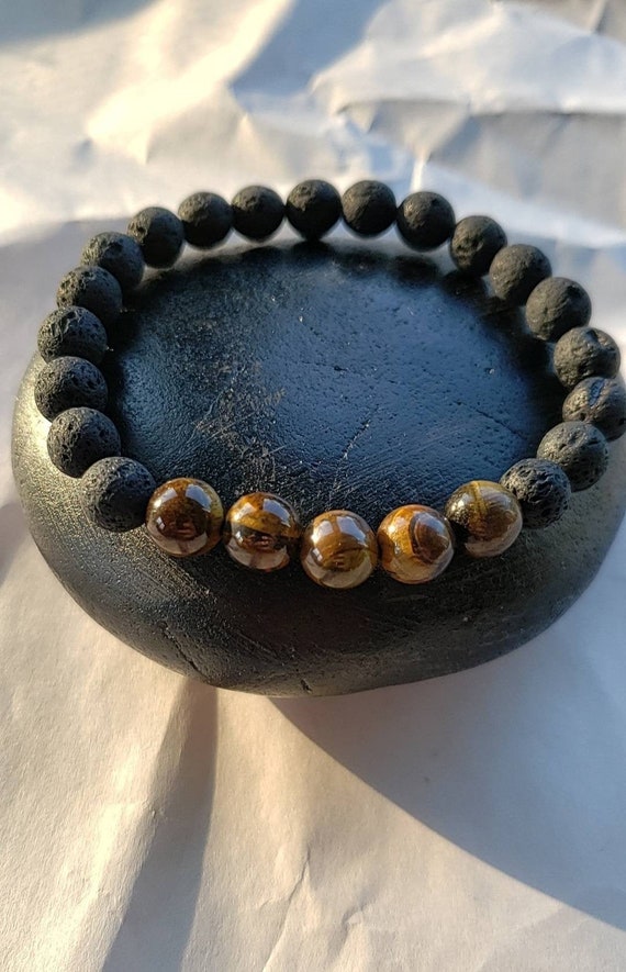 Tigers Eye and Lava Bead Bracelet Diffuser Bracelet Essential