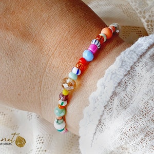 Colors & Pop | Armcandy Bracelet | Glass Cut Beads Mix | Pink | Pearls | Rocailles | Colorful | Striped | Preciosa
