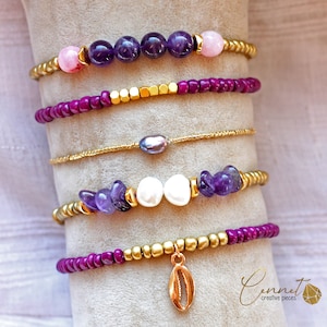 Purple Rain | Amethyst Beads | Bracelet Set | jade | Purple Beads | berry | gold | baroque pearls | Gilded | Violet | Lilac