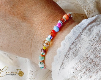 Colors & Pop | Armcandy Bracelet | Glass Cut Beads Mix | Pink | Pearls | Rocailles | Colorful | Striped | Preciosa