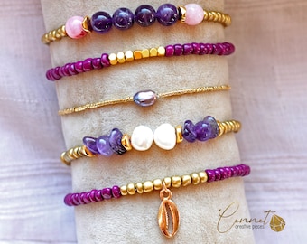 Purple Rain | Amethyst Beads | Bracelet Set | Jade | Purple Beads | Berry | Gold | Baroque Beads | Gold Plated | Violet | Lilac