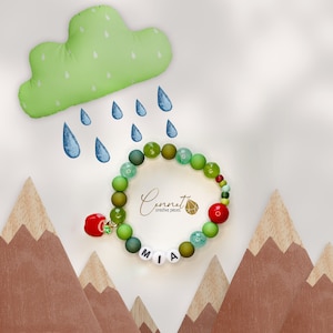 Sweet Apple | Baby bracelet with name | Caterpillar | red green | Apple | Worm | Acrylic bead | Newborn | Birth | Letters | Bracelet | Gift