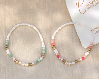 Pour Daniela : Bracelet de cheville Pearly Shine 24 cm | Perles d'eau douce | Menthe |