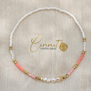 Pearly Shine| Anklet | anklet | freshwater pearls | cultured pearls | summer | Pearls | Rocailles | Gilded | filigree